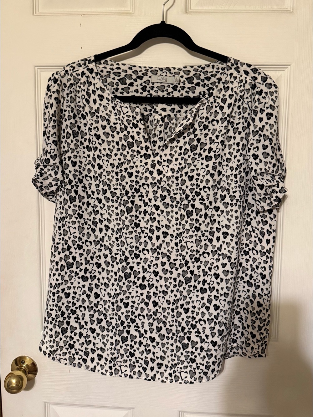 Dalia White Blouse with Black Heart Print